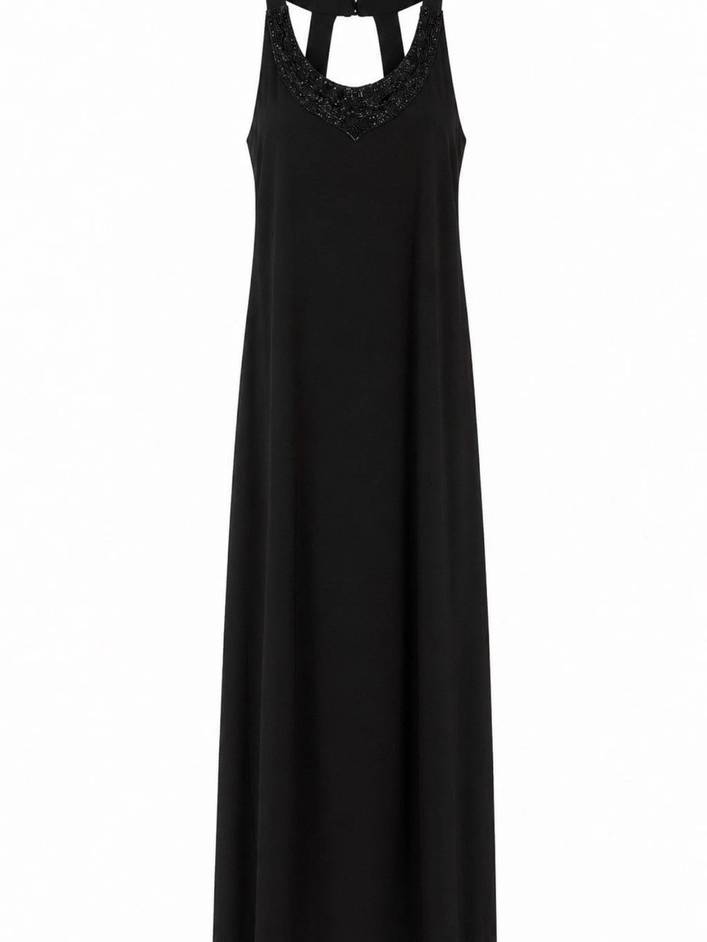 Black Beaded Halter Nightgown